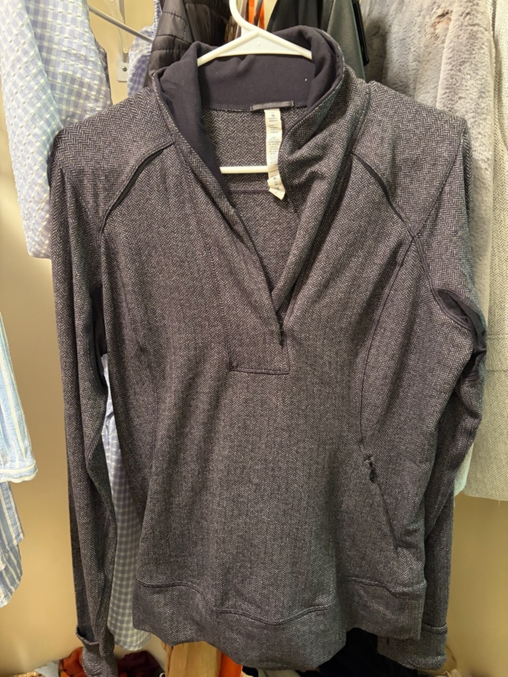 lululemon athletica Gray Herringbone Pullover Jacket